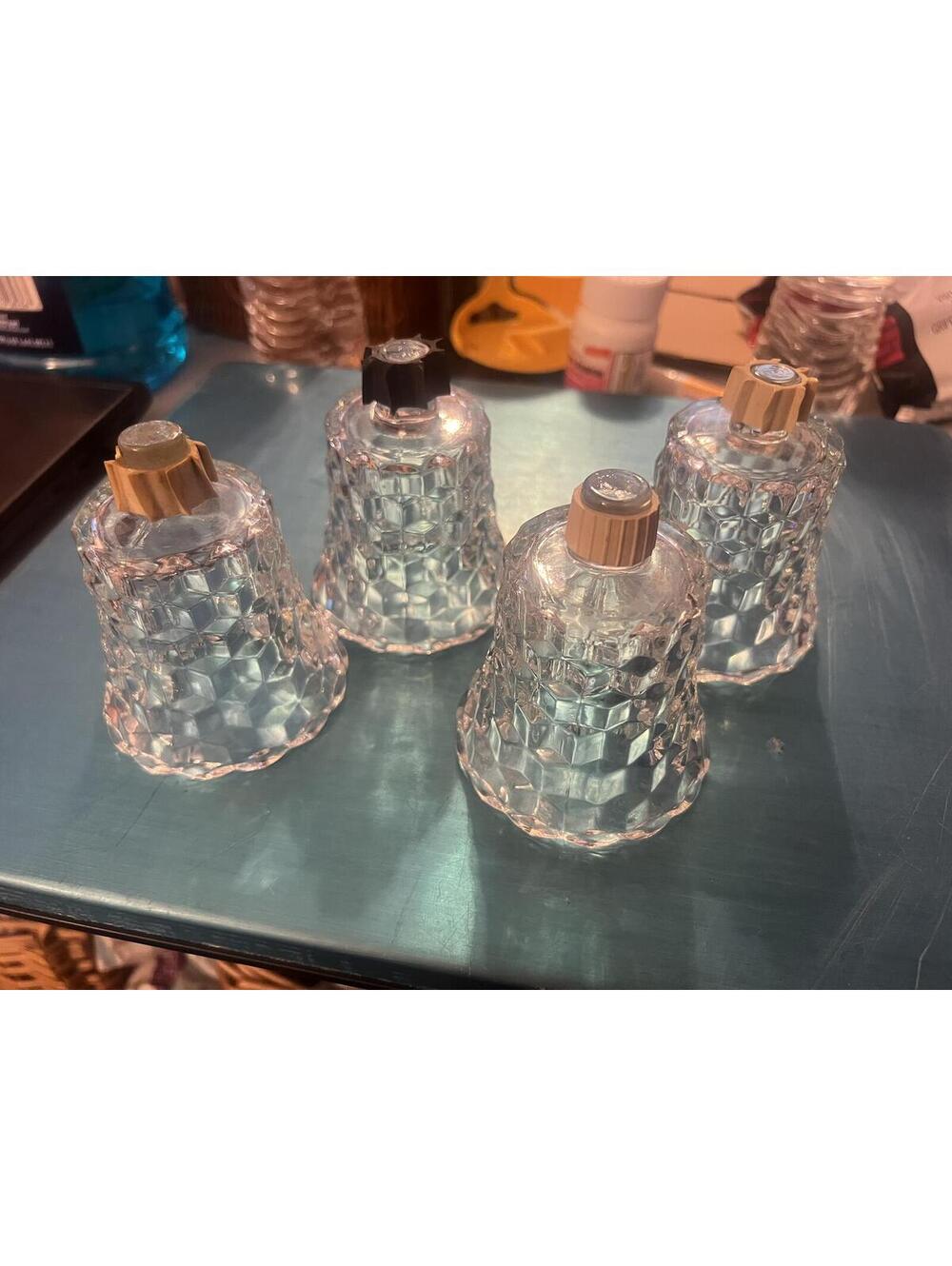 Set of 4 Clear Glass Candle holders with Black and White silicone plugs